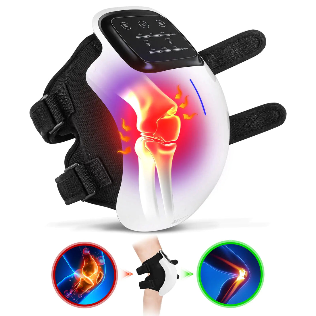 3-in-1 Cordless Knee Massager for Knee Pain w/Infrared Heat &amp; Vibration