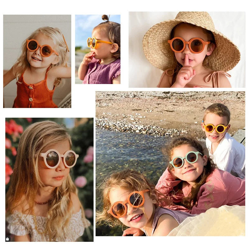 Kids’ Colorful Round Frame Sunglasses