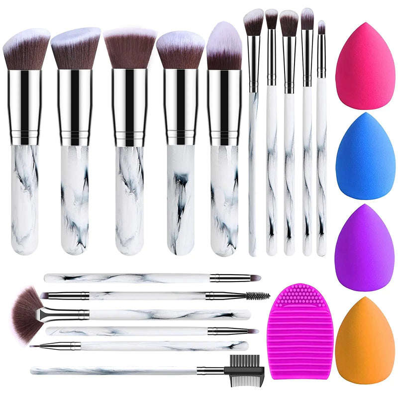 16PCs Makeup Brushes Set with 4PCs Beauty Blender Sponge and Brush Cleaner