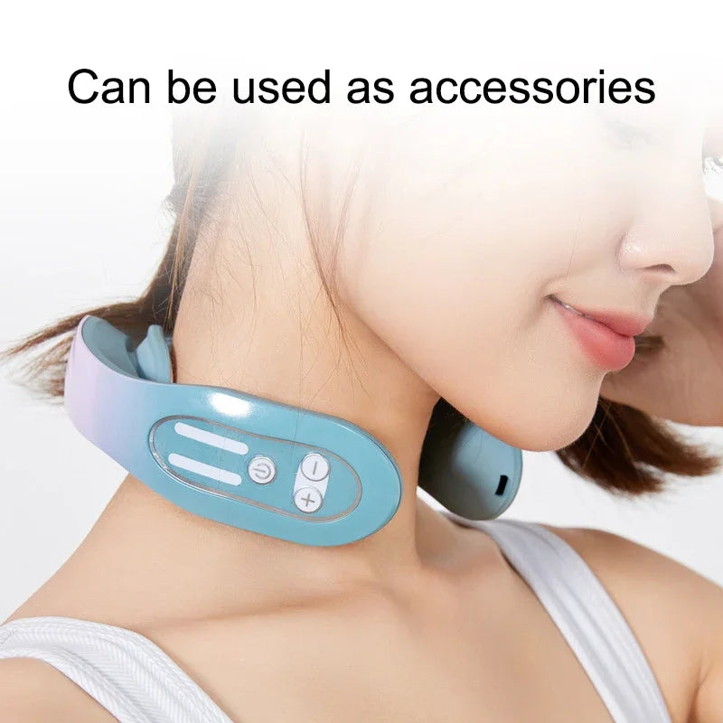 Cervical Neck  Massage Kneading And Neck Physical Therapy Blue Hot Compress