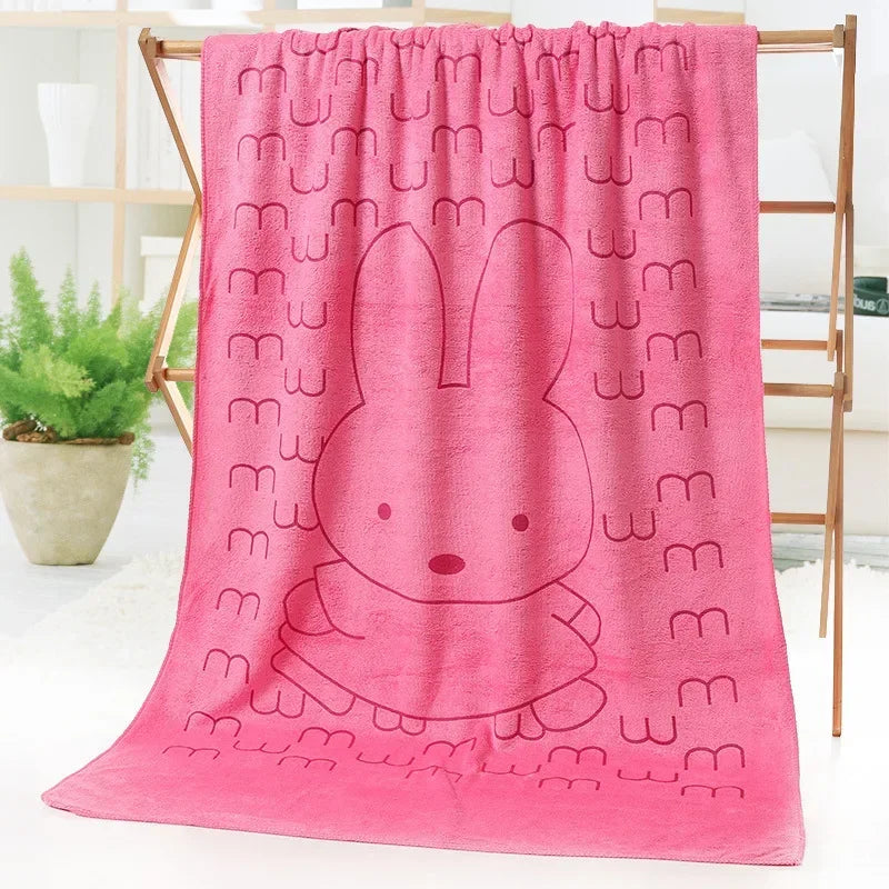 Cute Rabbit Microfiber Towel (70×140cm)
