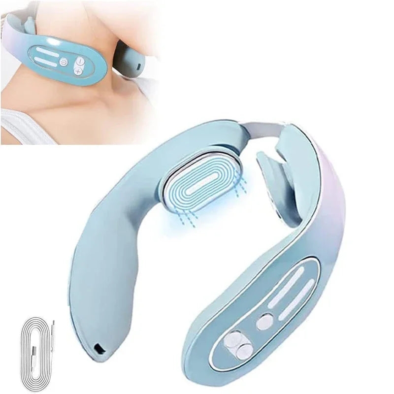 Cervical Neck  Massage Kneading And Neck Physical Therapy Blue Hot Compress