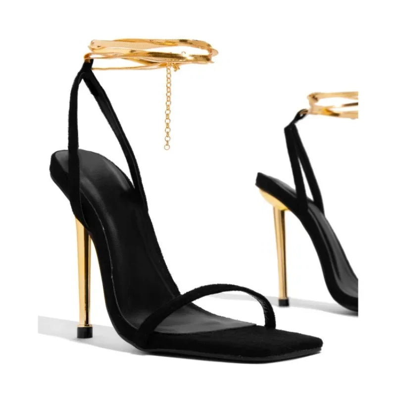 Women Stiletto Gold Sandals