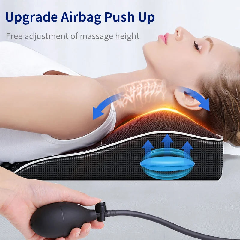 Head Neck Pillow with Heating Vibrating Massage Device