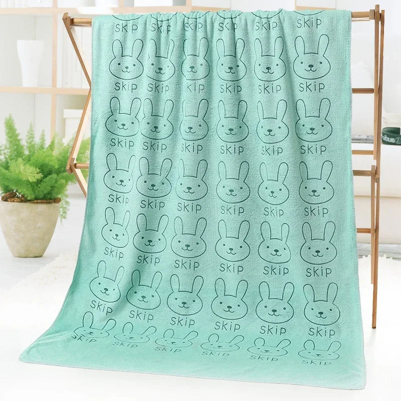 Cute Rabbit Microfiber Towel (70×140cm)