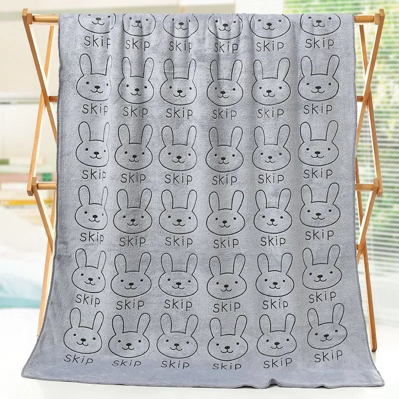 Cute Rabbit Microfiber Towel (70×140cm)
