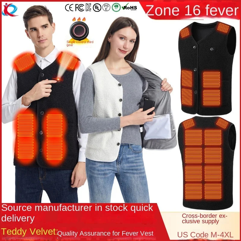 USB Smart Heated Vest Men Women 3-speed Adjustable