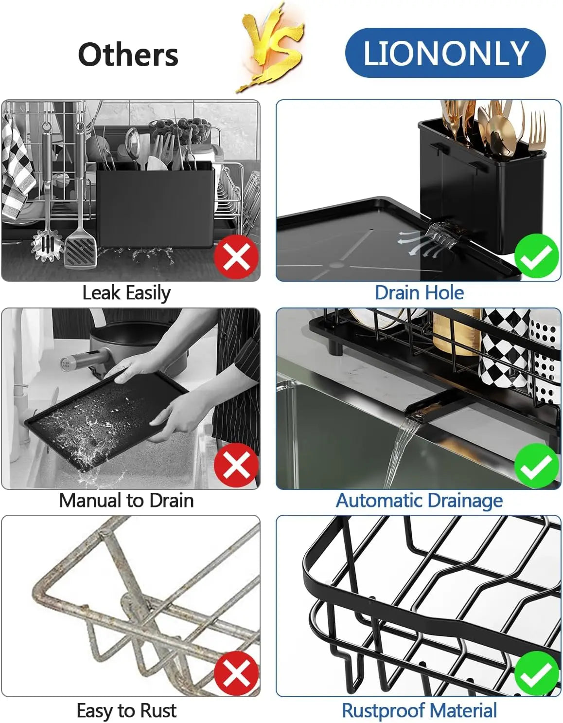 2 Tier Dish Drying Rack with Drainboard