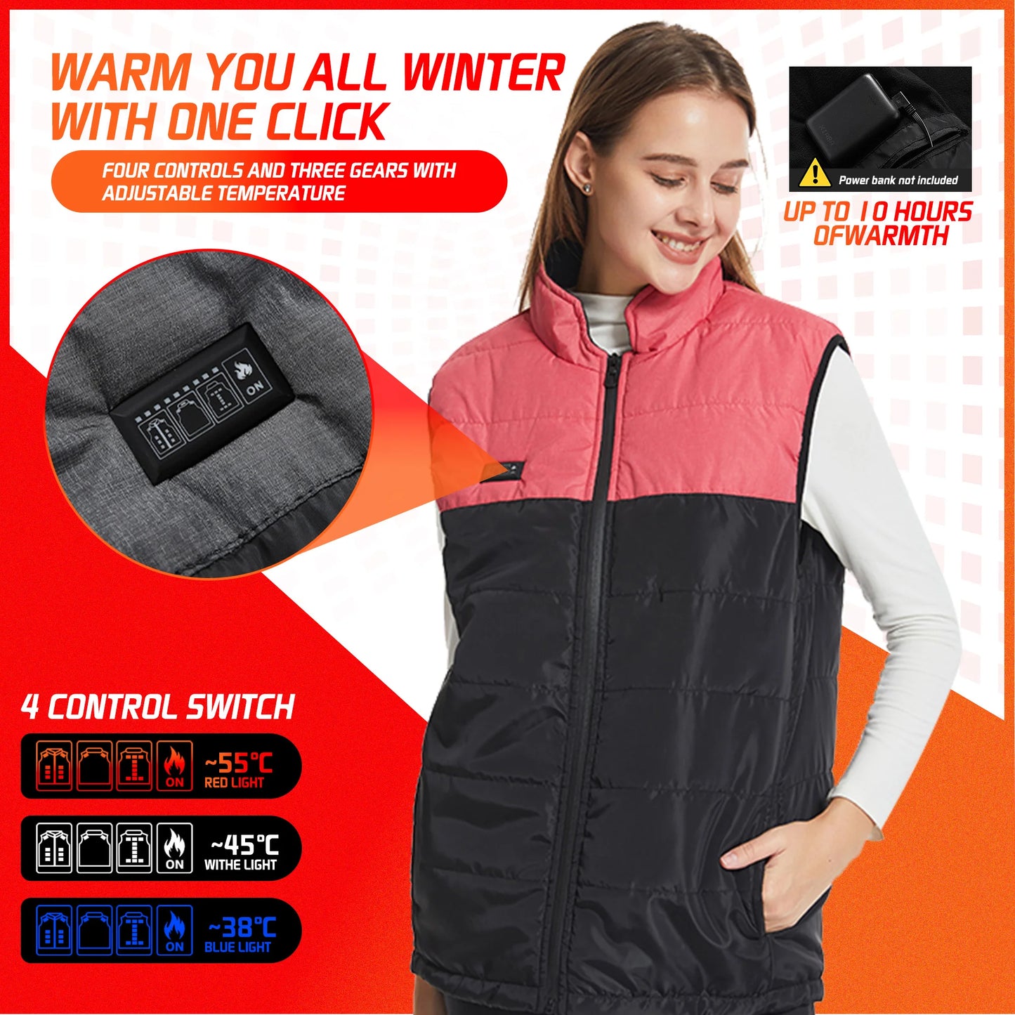 Heated Dual control USB Electric Thermal Vest