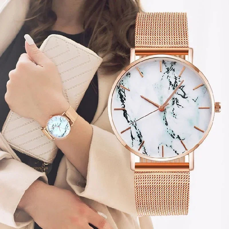 Fashion Rose Gold Mesh Watch