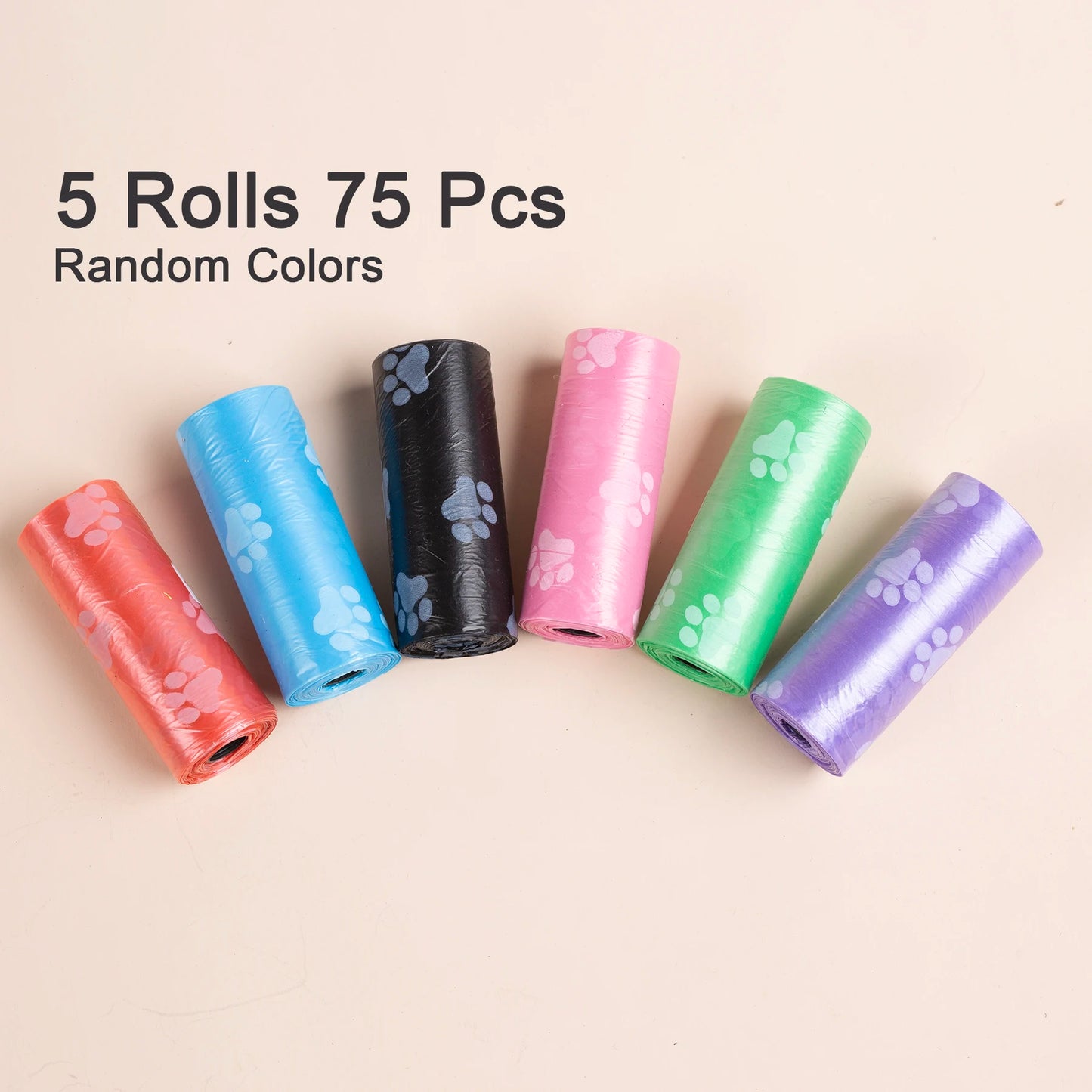 75-Pack Paw Print Dog Waste Bags