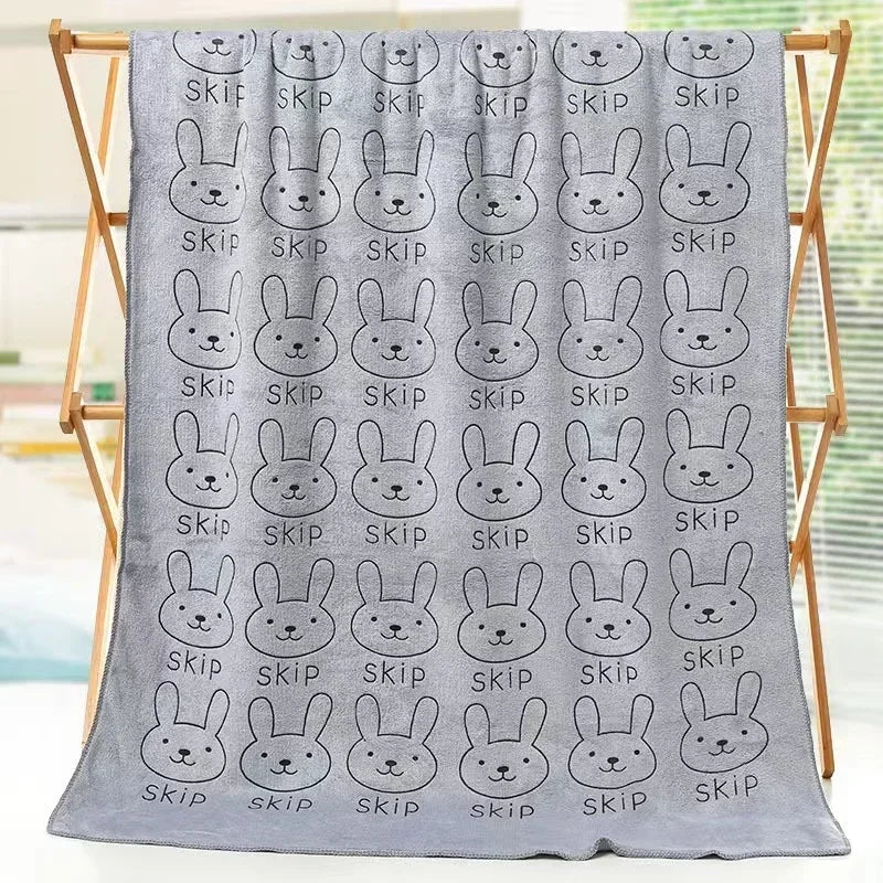 Cute Rabbit Microfiber Towel (70×140cm)