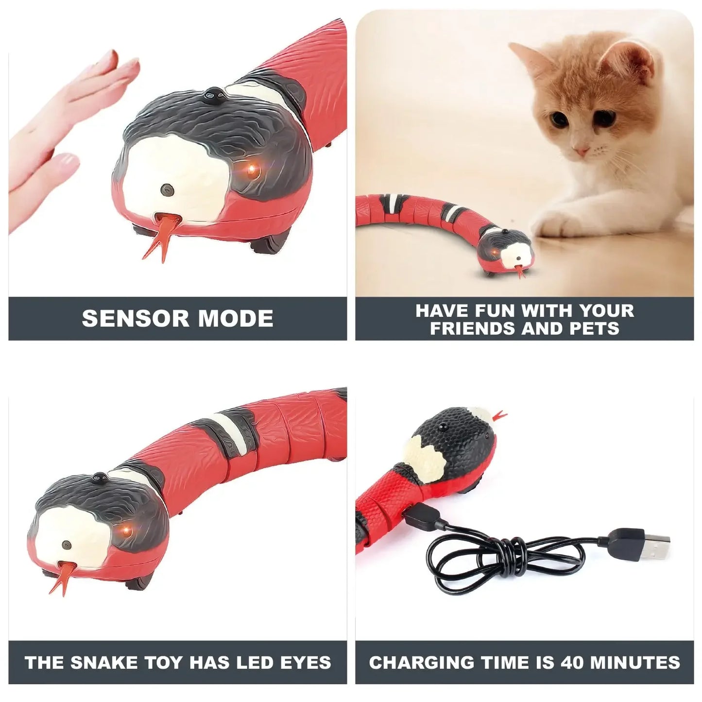 Smart Sensing Interactive Snake Cat Teaser