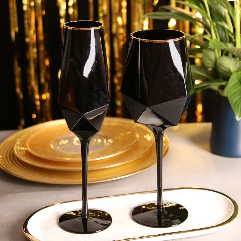 Black Gold-Lined Wine Goblet