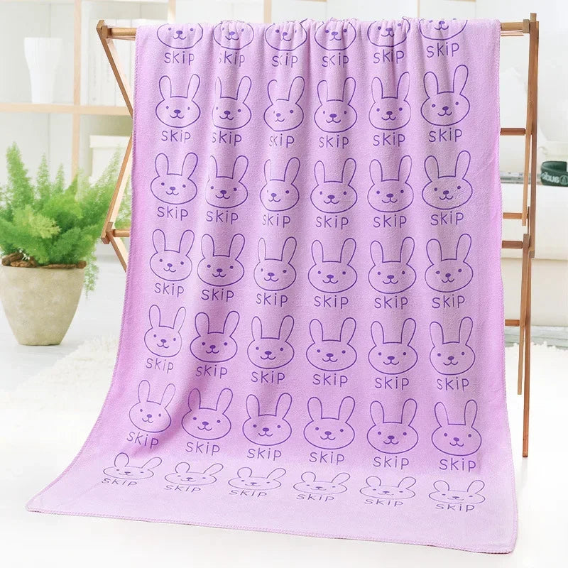 Cute Rabbit Microfiber Towel (70×140cm)