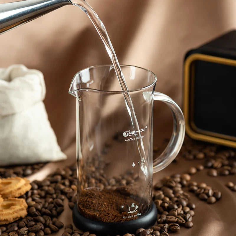 GIANXI French Press Pot Household Hand Made Coffee Powder Filter Coffee Pot Glass Heat Resistant Coffee Maker With Filter