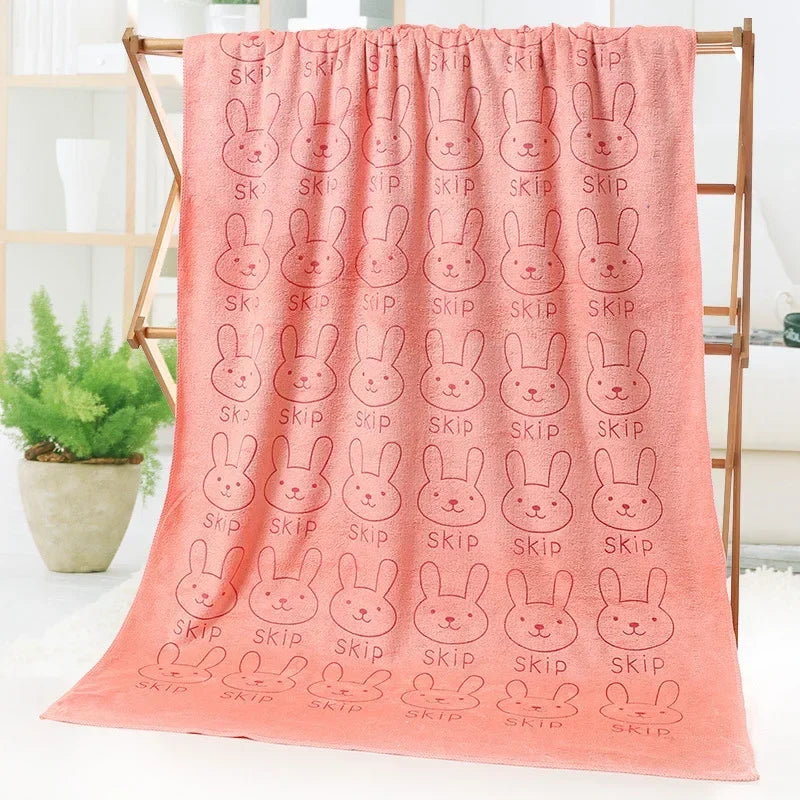 Cute Rabbit Microfiber Towel (70×140cm)