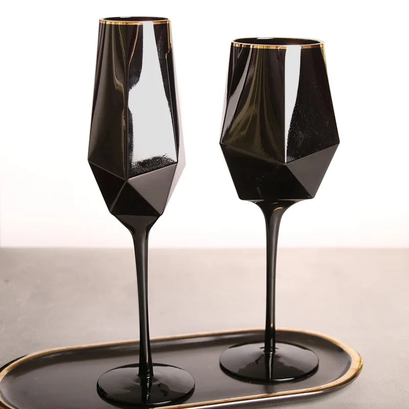 Black Gold-Lined Wine Goblet