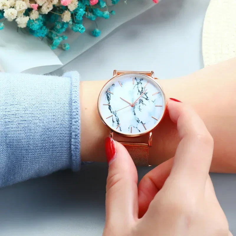 Fashion Rose Gold Mesh Watch