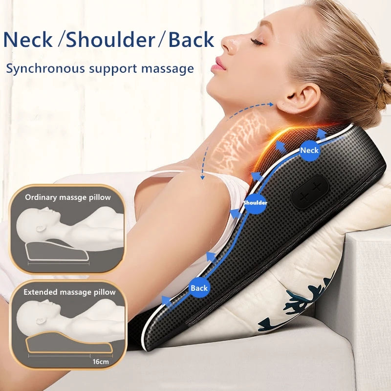 Head Neck Pillow with Heating Vibrating Massage Device