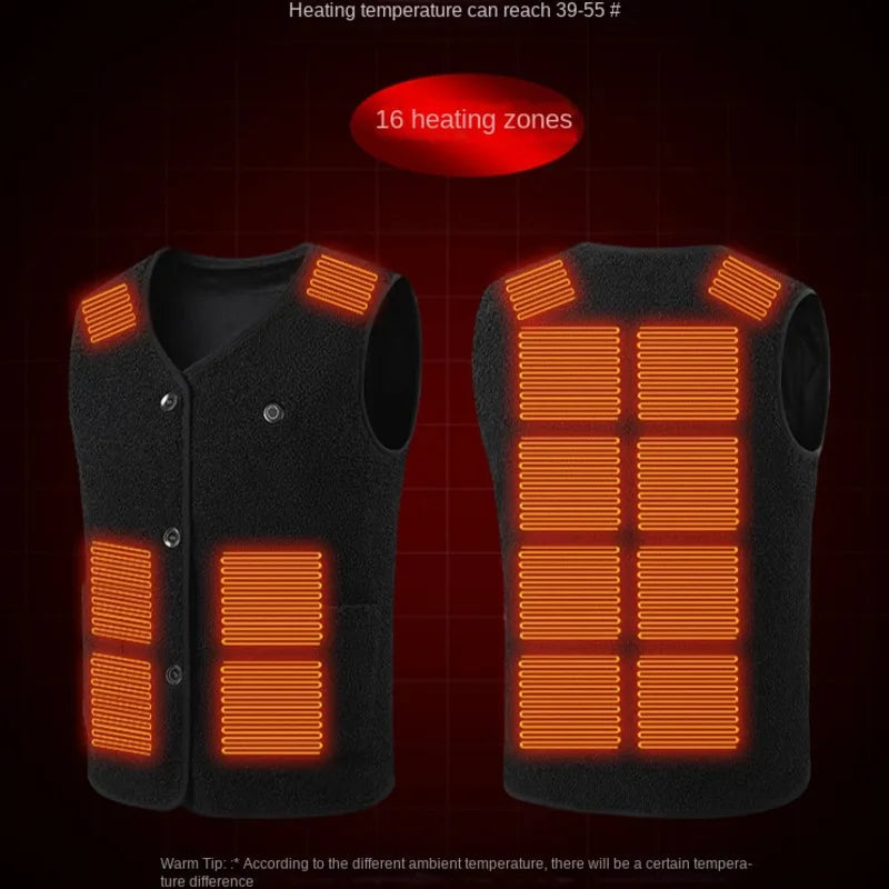 USB Smart Heated Vest Men Women 3-speed Adjustable