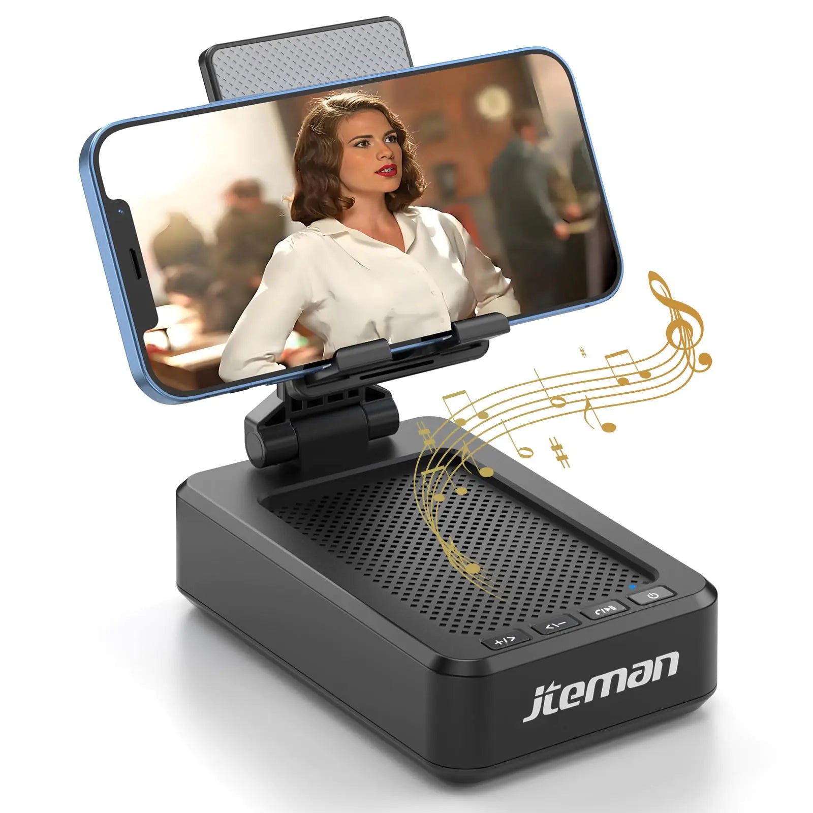 Cell Phone Stand with Wireless Bluetooth Speaker and Anti-Slip Base