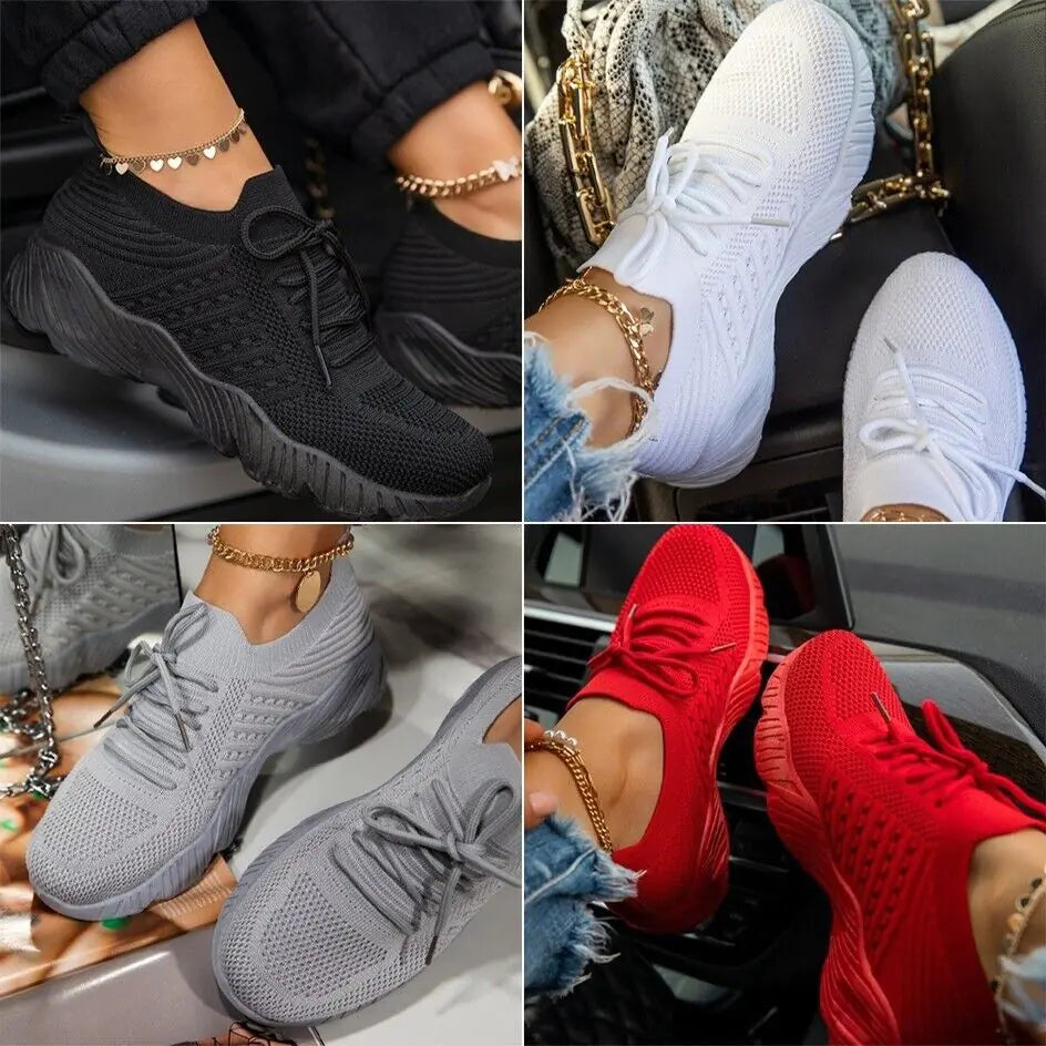 Womens Running Trainers Slip-On Sneakers Fashion Shoes