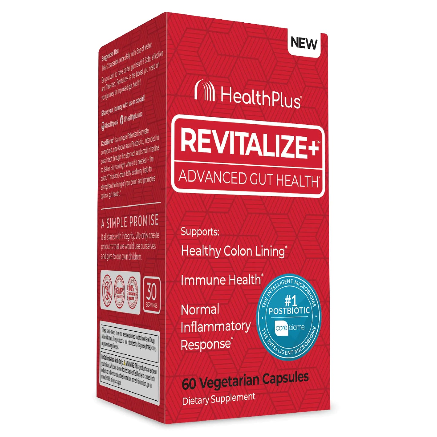 Health Plus Revitalize+ Corebiome Tributyrin Postbiotics for Complete Digestive Health