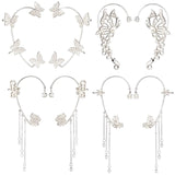Blended Fusions 4 Pairs Butterfly Ear Cuffs Earrings Glitter Rhinestone Butterfly Earrings