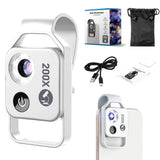 024 Pocket HD Phone Microscope – 200x Zoom with LED Light (White)