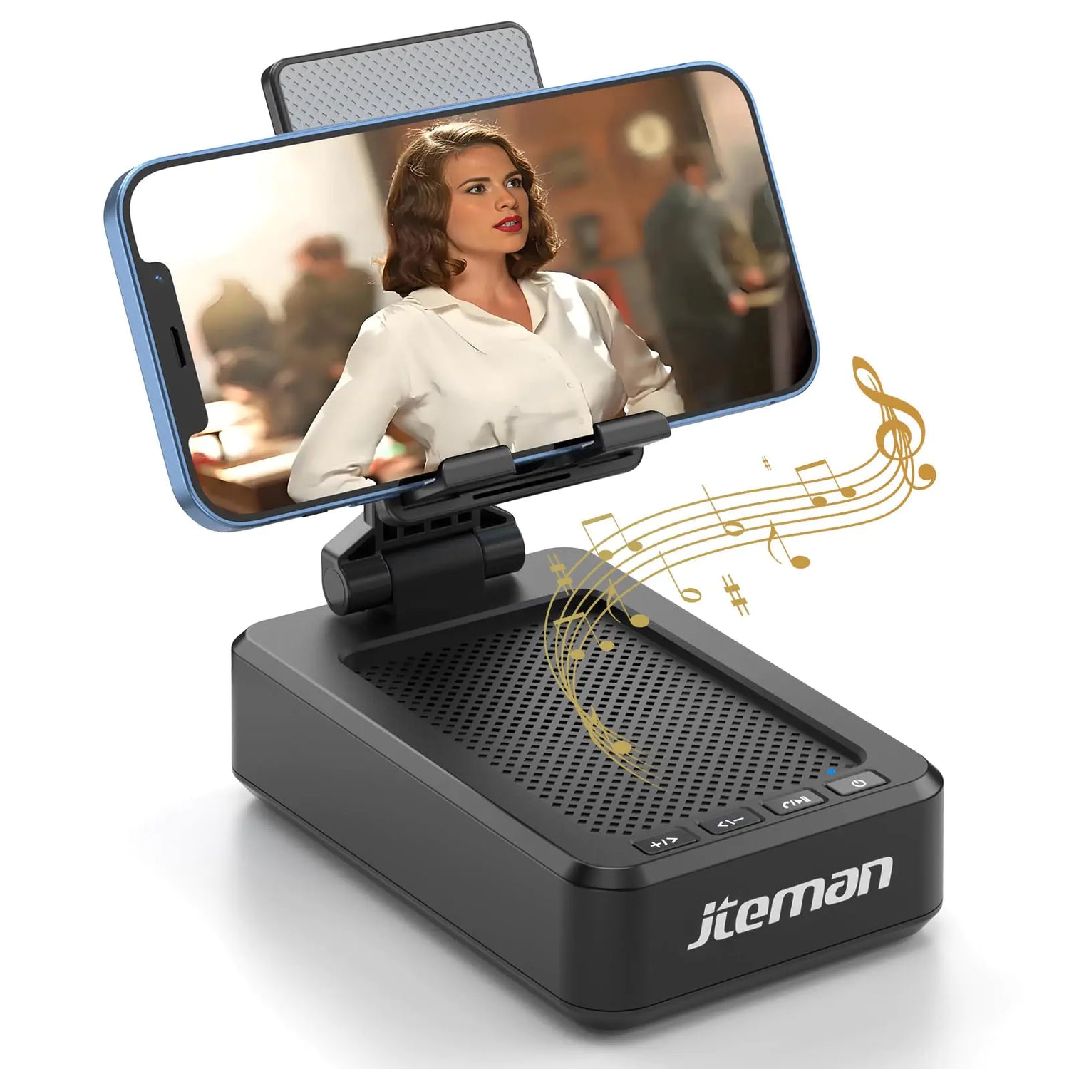 Cell Phone Stand with Wireless Bluetooth Speaker and Anti-Slip Base