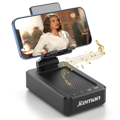 Cell Phone Stand with Wireless Bluetooth Speaker and Anti-Slip Base