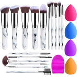 16PCs Makeup Brushes Set with 4PCs Beauty Blender Sponge and Brush Cleaner
