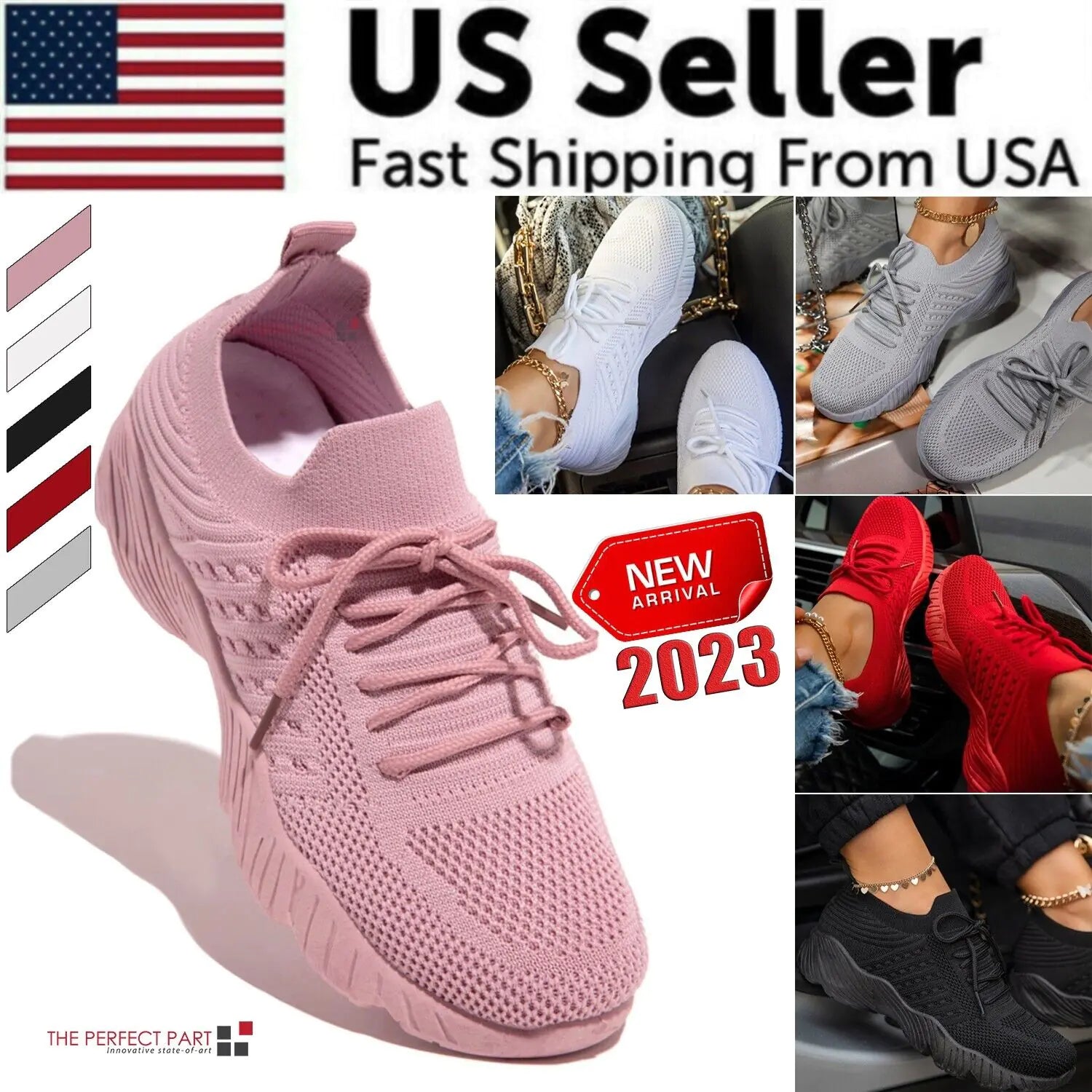 Womens Running Trainers Slip-On Sneakers Fashion Shoes