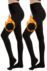 2026 CozyCore Fleece Thermal Tights for Women 2-Pack Black S-M