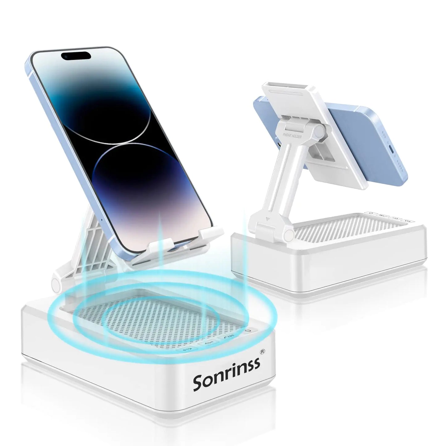 Cell Phone Stand with Wireless Bluetooth Speaker Adjustable HD Surround Sound