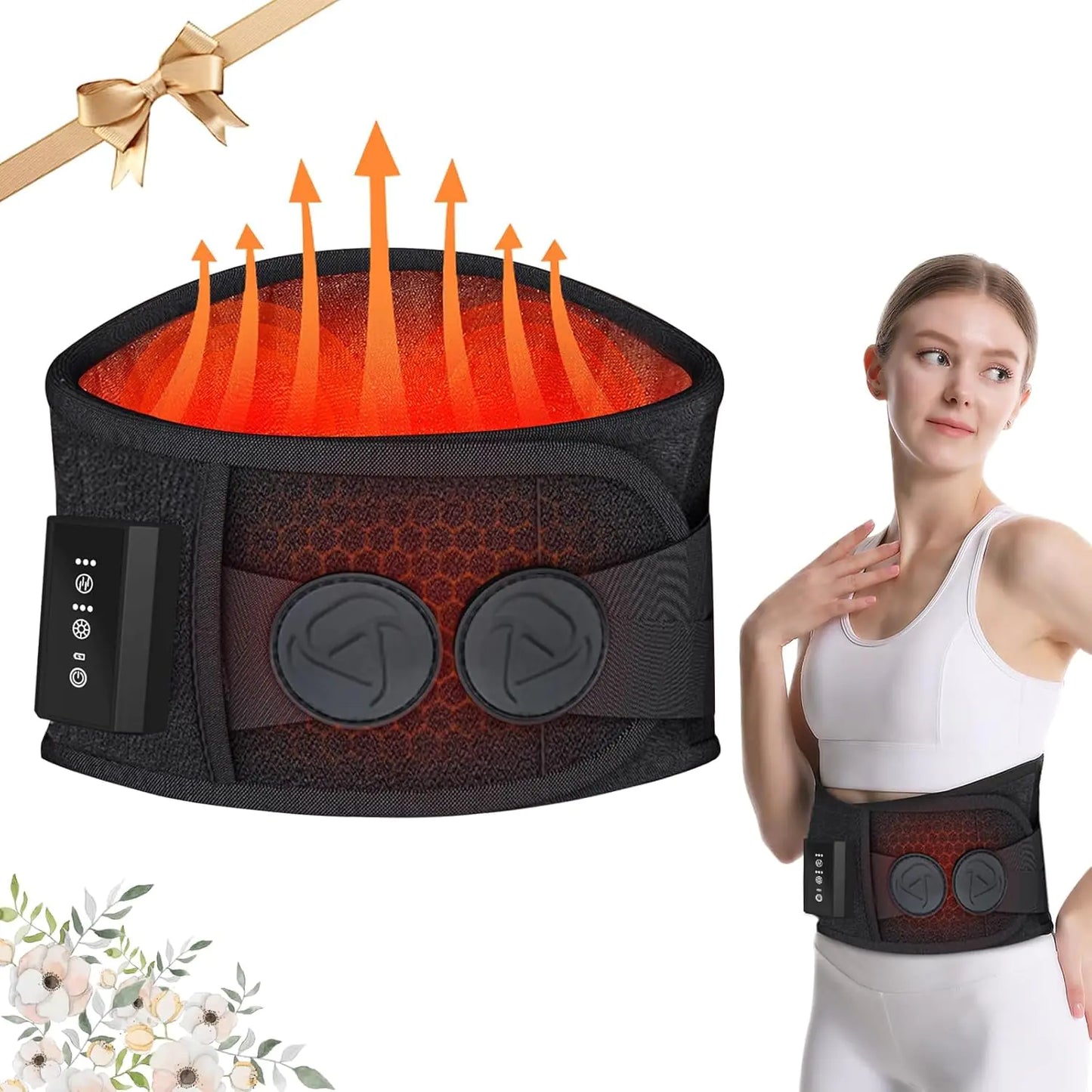 Heating Pad - Portable Heating Pad - Heating Pad for Back Cordless Heating Pad with Massager for Back Pain Relief Portable Wearable Heating Pad Christmas Gifts for Women Gifts for mom HP